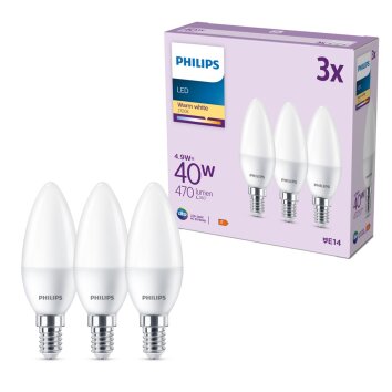 Philips Classic Set of 3 LED E14 4.9 Watt 2700 Kelvin 470 Lumen