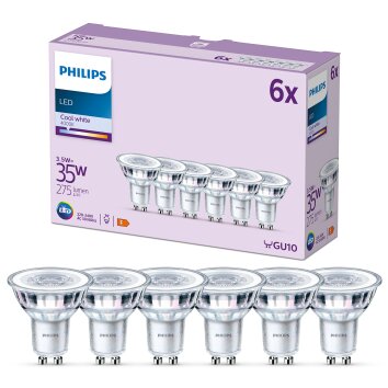 Philips Classic Set of 6 LED GU10 3.5 Watt 4000 Kelvin 275 Lumen