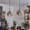 Koyoto  Pendant Light glass 25 cm chrome, clear, Smoke-coloured, 2-light sources