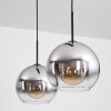 Koyoto  Pendant Light glass 25 cm chrome, clear, Smoke-coloured, 2-light sources