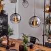 Koyoto  Pendant Light glass 25 cm chrome, clear, Smoke-coloured, 2-light sources