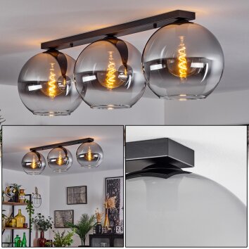 Koyoto  Ceiling Light glass 30 cm clear, Smoke-coloured, 3-light sources