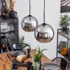 Koyoto  Pendant Light glass 25 cm chrome, Smoke-coloured, 2-light sources