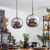 Koyoto  Pendant Light glass 30 cm chrome, Smoke-coloured, 2-light sources