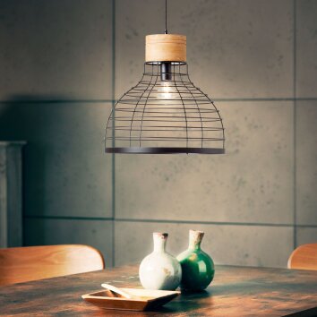 Brilliant Avia Pendant Light Light wood, black, 1-light source