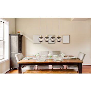 Globo POTTER Pendant Light brass, black, 4-light sources