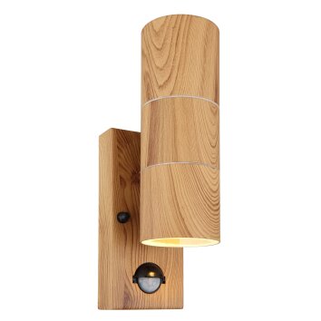 Globo STYLE Outdoor Wall Light Wood like finish, 2-light sources, Motion sensor