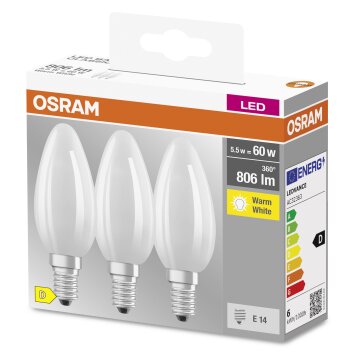 OSRAM CLASSIC B Set of 3 LED E14 5.5 Watt 2700 Kelvin 806 Lumen