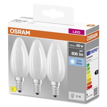 OSRAM CLASSIC B Set of 3 LED E14 5.5 Watt 4000 Kelvin 806 Lumen