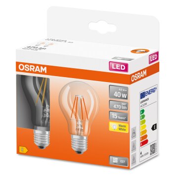 OSRAM LED Retrofit Set of 2 E27 4 Watt 2700 Kelvin 470 Lumen