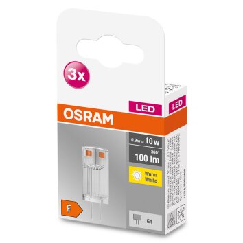 OSRAM LED BASE PIN Set of 3 G4 0.9 Watt 2700 Kelvin 100 Lumen