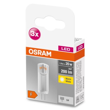 OSRAM LED BASE PIN Set of 3 G4 1.8 Watt 2700 Kelvin 200 Lumen