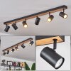 Javel Ceiling Light brown, Wood like finish, black, 6-light sources