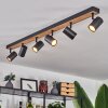 Javel Ceiling Light brown, Wood like finish, black, 6-light sources