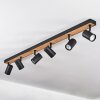 Javel Ceiling Light brown, Wood like finish, black, 6-light sources