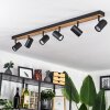 Javel Ceiling Light brown, Wood like finish, black, 6-light sources