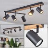 Javel Ceiling Light brown, Wood like finish, black, 5-light sources