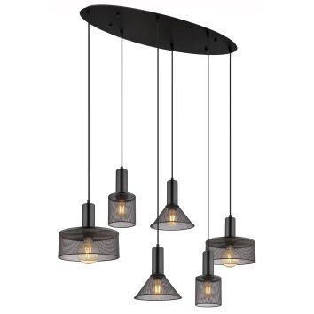 Globo JEDD Pendant Light black, 6-light sources