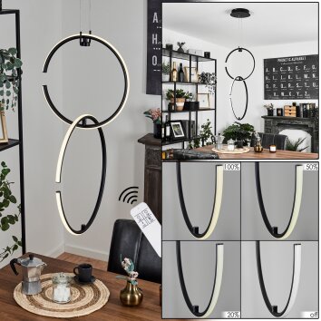 Chlak Pendant Light LED black, 2-light sources, Remote control