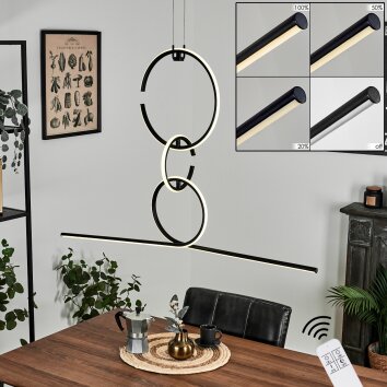 Chlak Pendant Light LED black, 3-light sources, Remote control