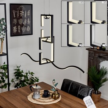 Chlak Pendant Light LED black, 3-light sources, Remote control