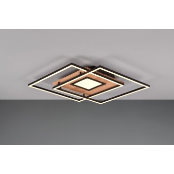 Trio Via Ceiling Light LED Wood like finish, black, 1-light source, Remote control