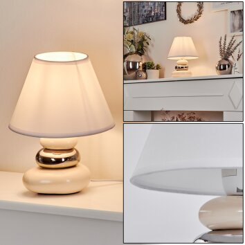 Chrouy Table lamp beige, chrome, 1-light source