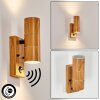 Tenvik Outdoor Wall Light brown, Wood like finish, black, 2-light sources, Motion sensor