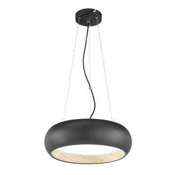 SCHÖNER WOHNEN-Kollektion Wood Pendant Light LED Wood like finish, black, 1-light source