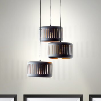 Brilliant Tyas Pendant Light black, 3-light sources