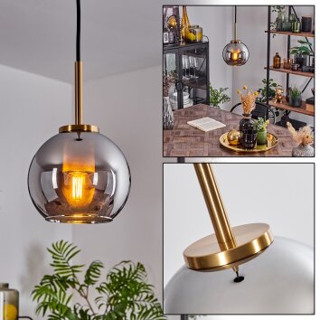 Koyoto Pendant Light glass 15 cm gold, black, 1-light source