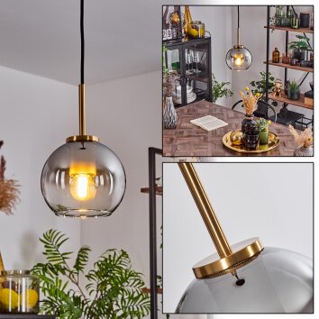 Koyoto Pendant Light glass 15 cm gold, black, 1-light source