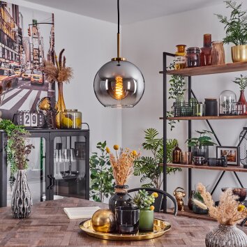 Koyoto Pendant Light glass 20 cm gold, black, 1-light source