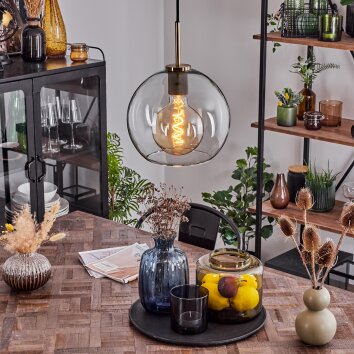 Koyoto Pendant Light glass 25 cm antique brass, 1-light source