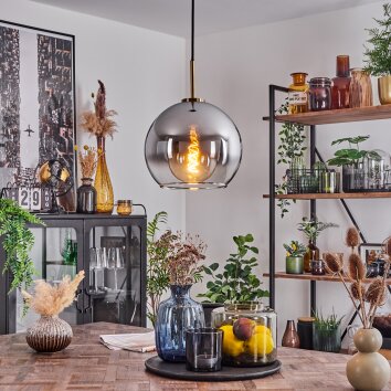 Koyoto Pendant Light glass 25 cm antique brass, 1-light source