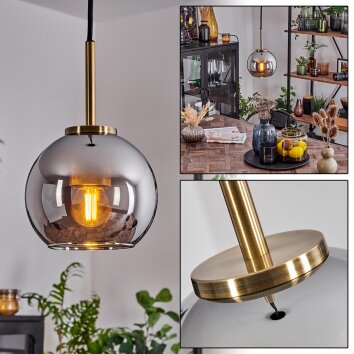 Koyoto Pendant Light glass 15 cm antique brass, 1-light source