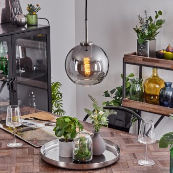 Koyoto Pendant Light glass 20 cm black, silver, 1-light source