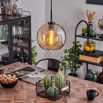Koyoto Pendant Light glass 25 cm Stainless steel color, black, 1-light source
