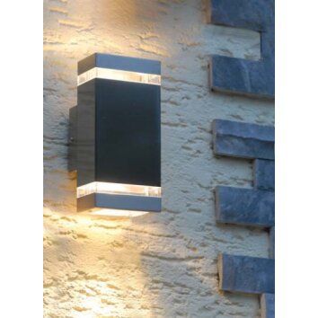 Lutec FOCUS outdoor wall light stainless steel, 2-light sources