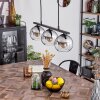Koyoto Pendant Light glass 15 cm chrome, clear, Smoke-coloured, 3-light sources