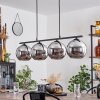 Koyoto Pendant Light glass 20 cm chrome, Smoke-coloured, 4-light sources