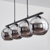 Koyoto Pendant Light glass 20 cm chrome, Smoke-coloured, 4-light sources