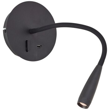 Brilliant Jutta Wall Light LED black, 1-light source