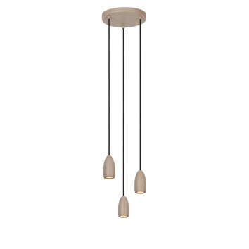 Lucide EVORA Pendant Light Taupe, 3-light sources