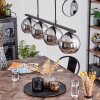 Koyoto Pendant Light glass 15 cm chrome, Smoke-coloured, 4-light sources