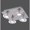 Leuchten Direkt LOLA-MIKE Ceiling Light LED stainless steel, 4-light sources, Remote control, Colour changer