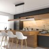 Paul Neuhaus PURE-MOTO-RISE Pendant Light LED Wood like finish, black, 3-light sources, Remote control