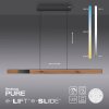 Paul Neuhaus PURE-MOTO-RISE Pendant Light LED Wood like finish, black, 3-light sources, Remote control
