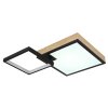 Globo JACKY Ceiling Light LED Wood like finish, black, 2-light sources, Remote control, Colour changer