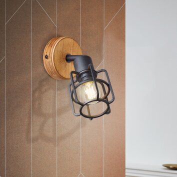 Brilliant Gwen Wall Light Dark wood, 1-light source